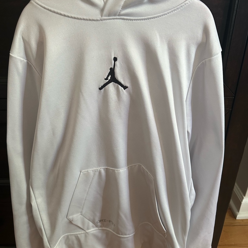 Jordan White Hoodie with Black Jumpman Logo